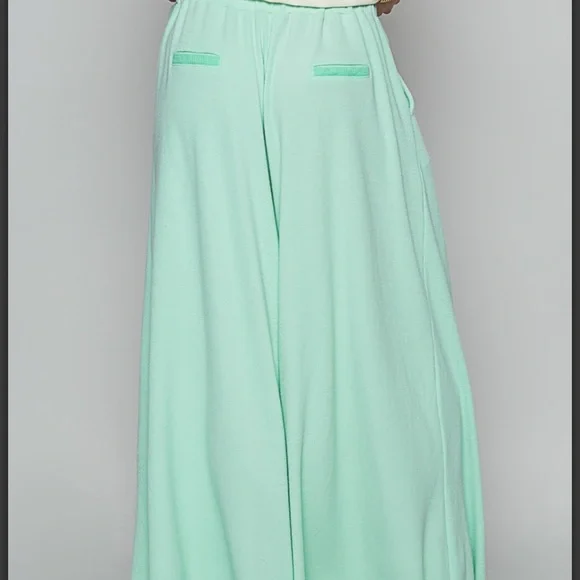 POL Thermal Pleat Stretch Peach Wide-Leg Pants Large - Picture 6 of 7